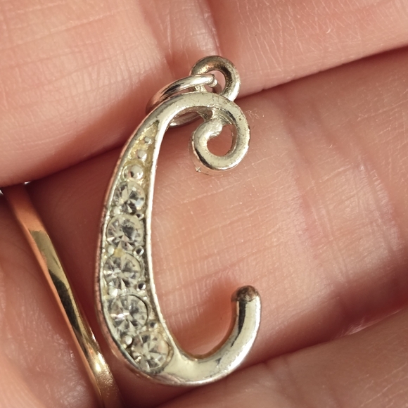 Letter C pendant charm silver tone alphabet initial monogram - Picture 3 of 7